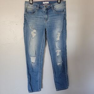 Kiki LaRue Size 7 Medium Wash Denim Boyfriend Jeans Distressed